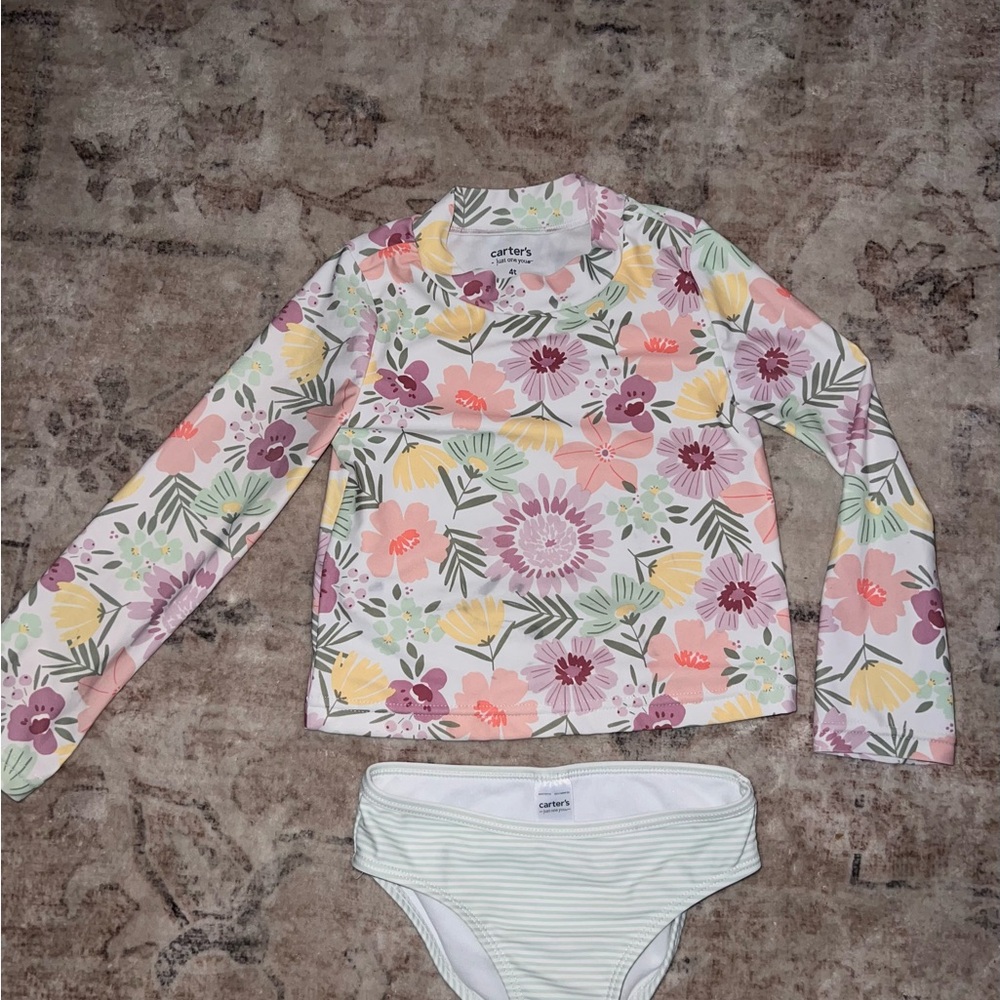 Carter's Floral Long Sleeve Swimsuit Set